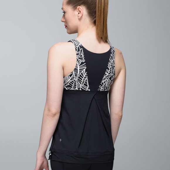 Lululemon Run Ta Ta Topper Black/Pretty Palm Black Angle Wing Athletic Tank 10 - Picture 2 of 14
